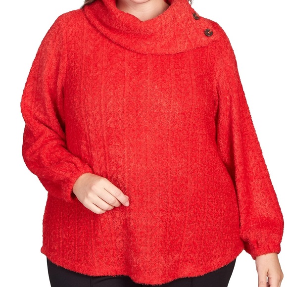 Ruby Rd. Sweaters - Ruby Rd. Bold Red Cowl Neck Sweater
